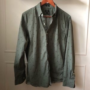 J.Crew Slim Secret Wash Shirt in Evergreen Foulard